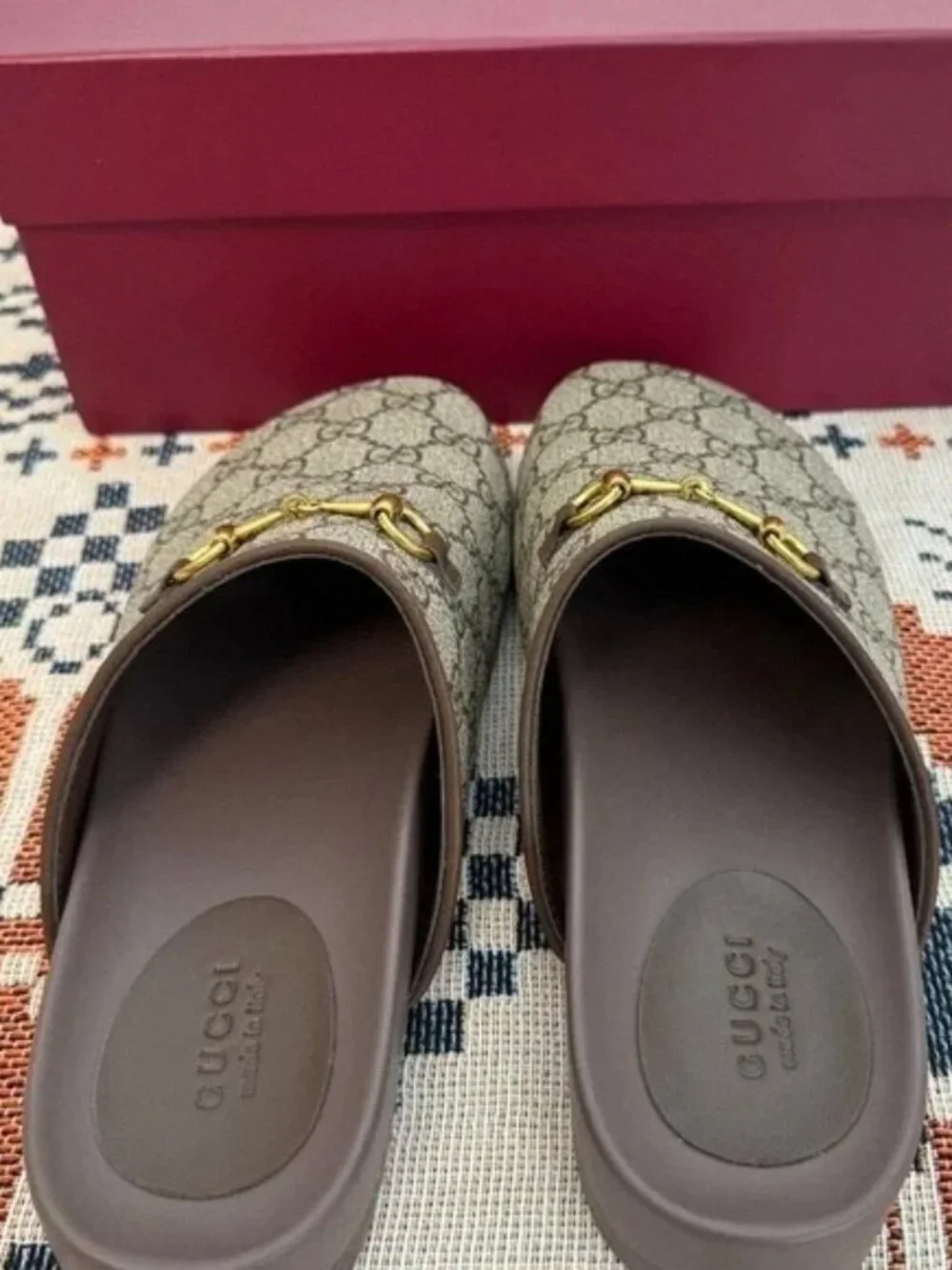 Gucci Supreme GG Monogram Horsebit Mule Slides